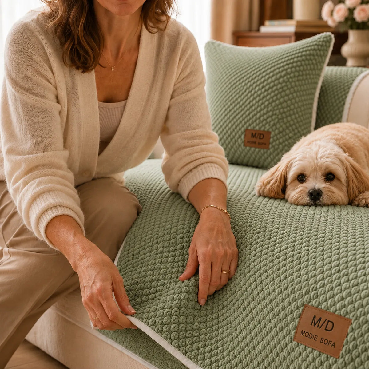 Housse de Canapé Antidérapante pour Animaux - Protection Peluche Douce