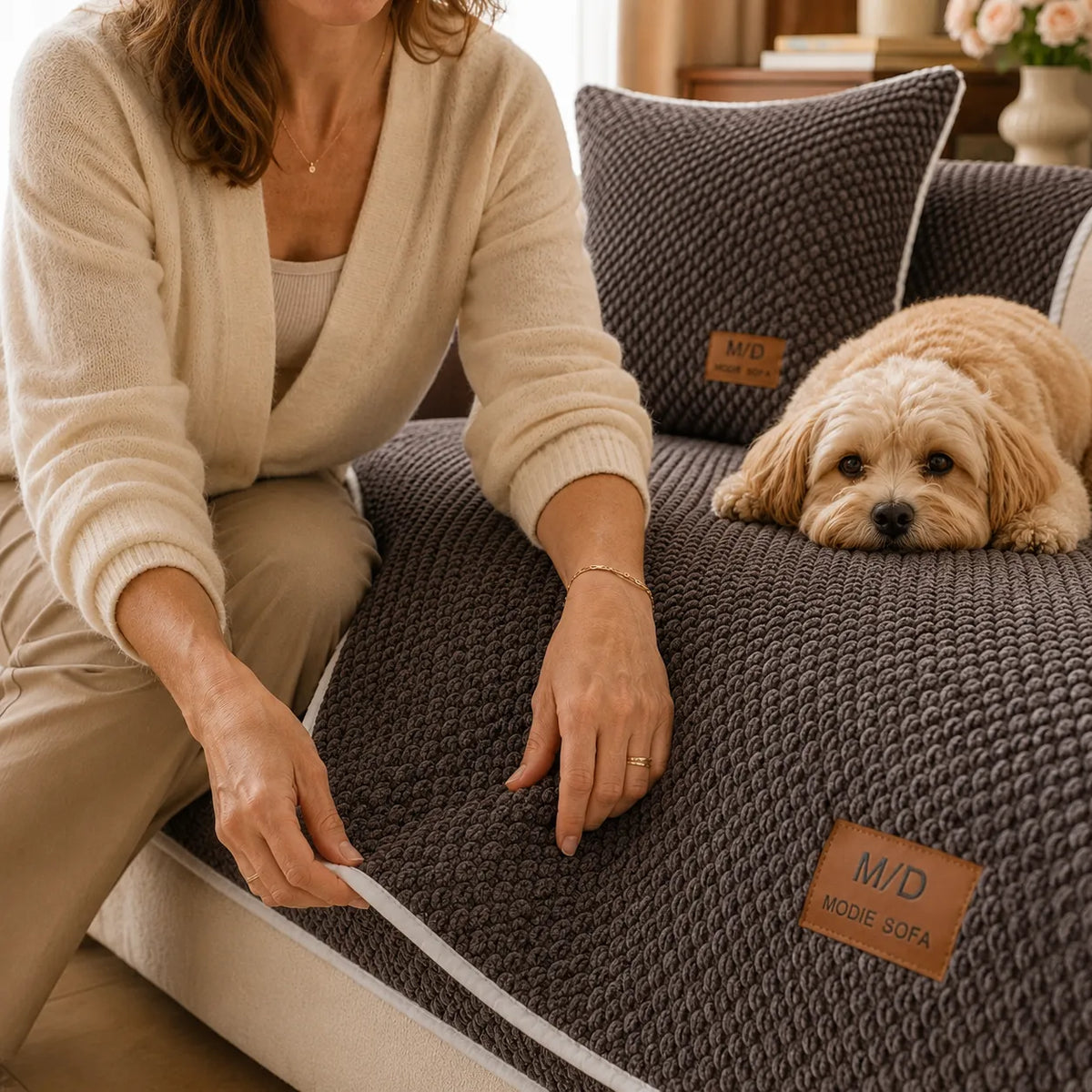 Housse de Canapé Antidérapante pour Animaux - Protection Peluche Douce