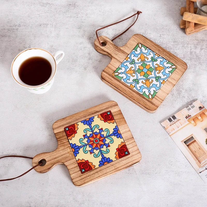 Sous-plat en bois – Style vintage pour casseroles et poêles dans la cuisine ou la salle à manger