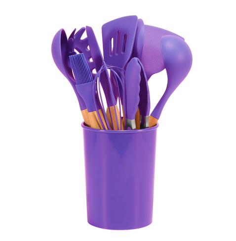 Silicone Kitchen Utensil Set – BPA-free, heat-resistant with wooden handles for cooking and baking