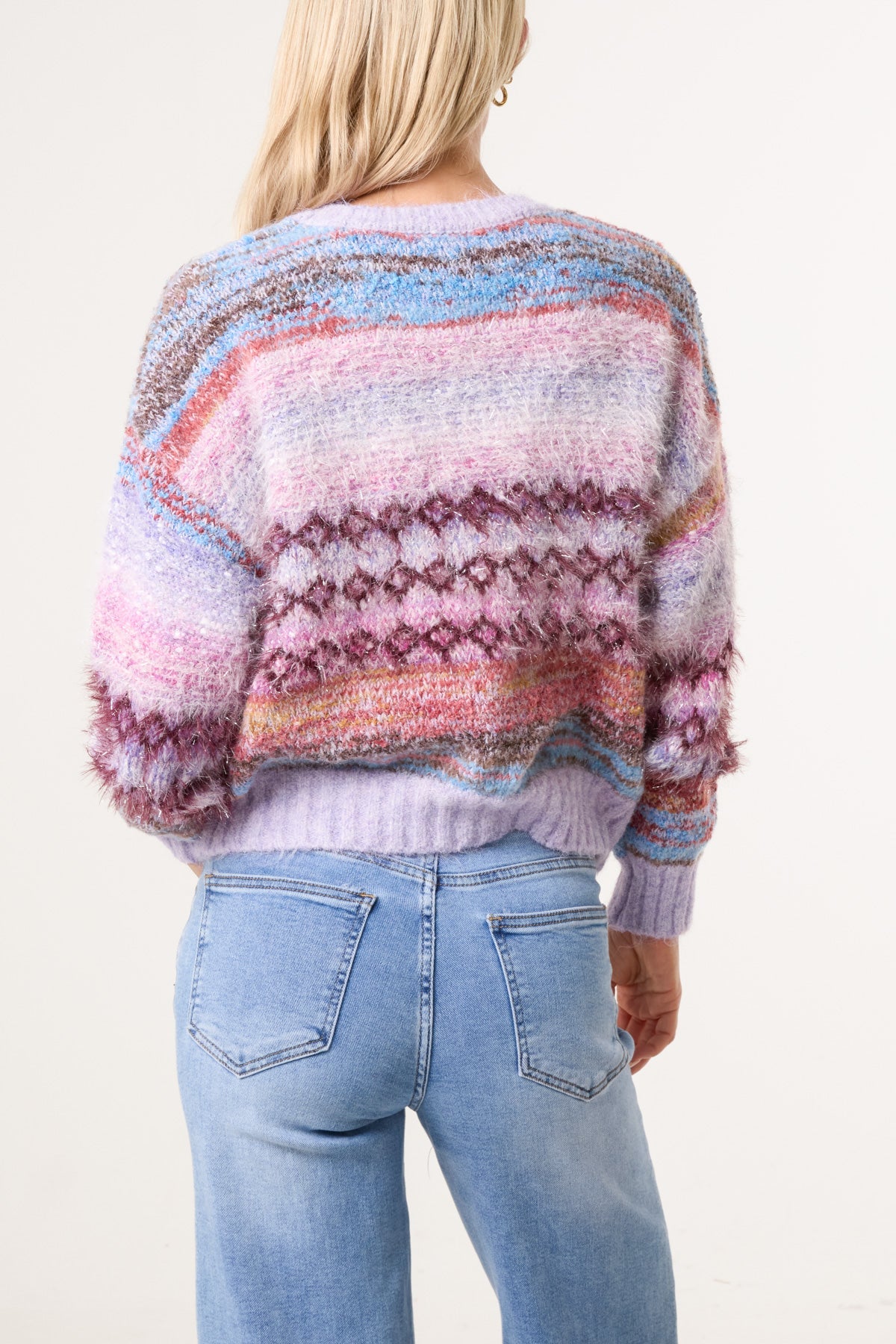 Pull Femme Rayé en Maille Chinée