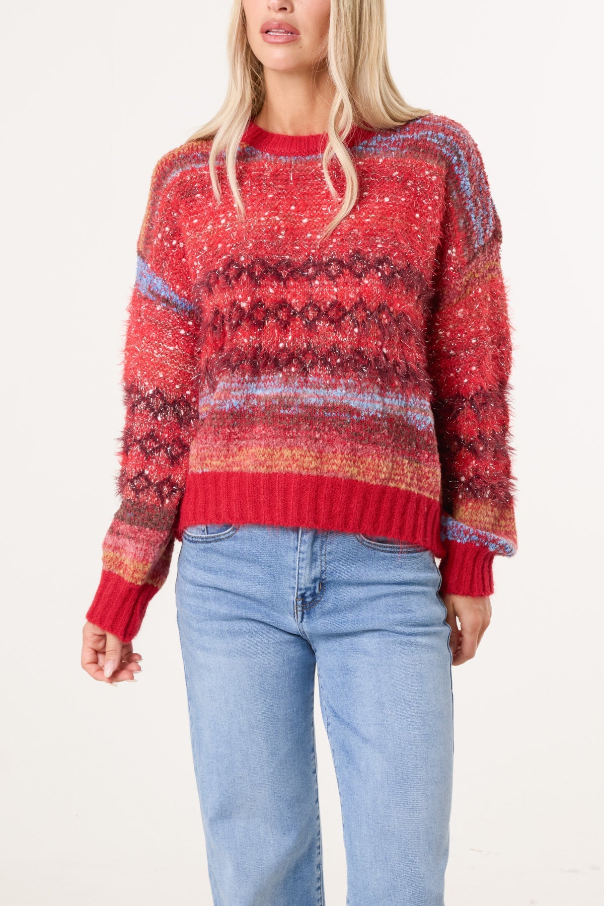 Pull Femme Rayé en Maille Chinée