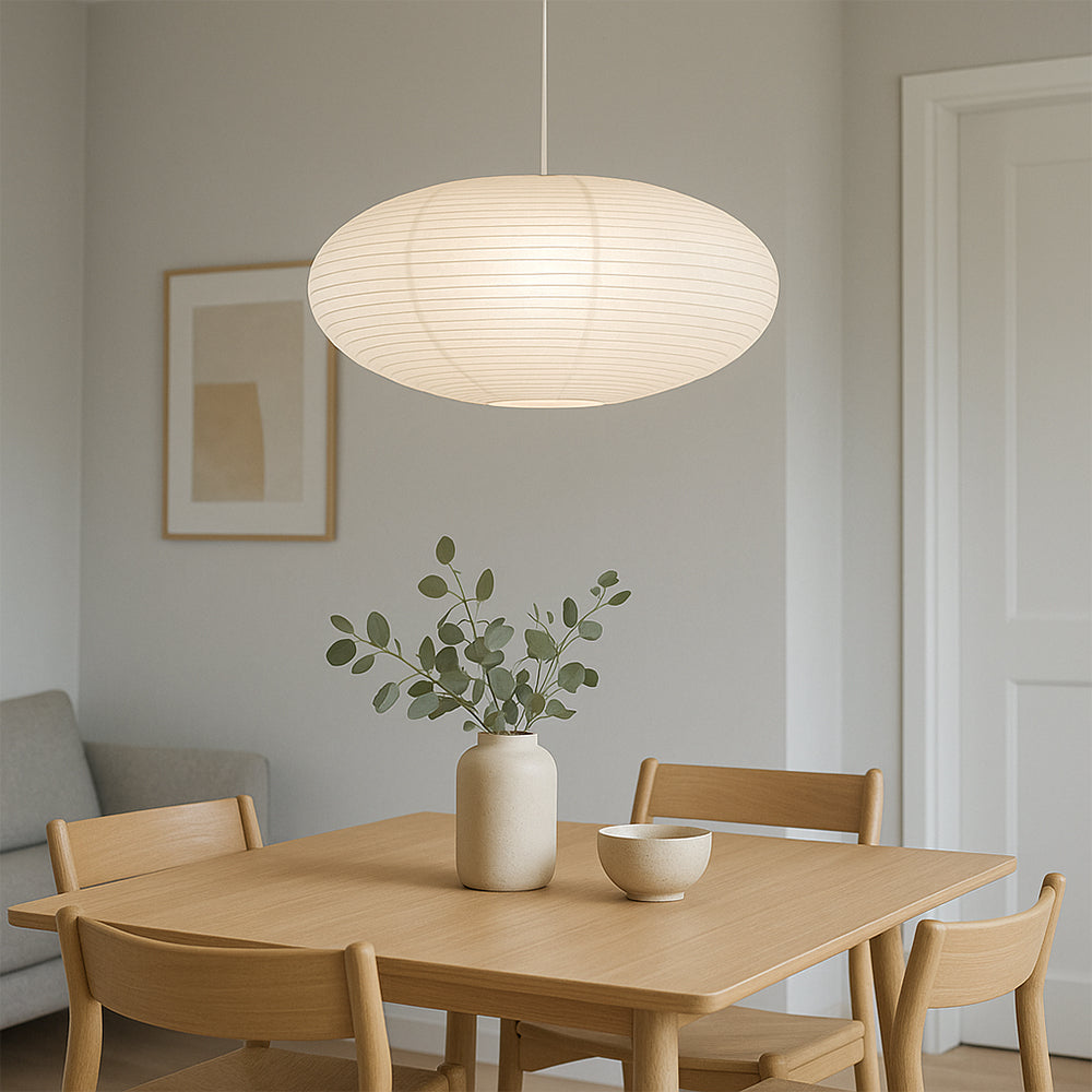 Suspension Papier Wabi-Sabi en Coton, Abat-jour Artisanal