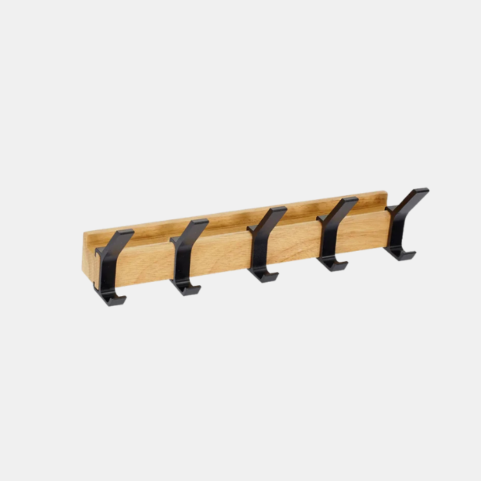 Wall-mounted coat rack – Black, Scandinavian design with adjustable double hooks for the entryway or bedroom