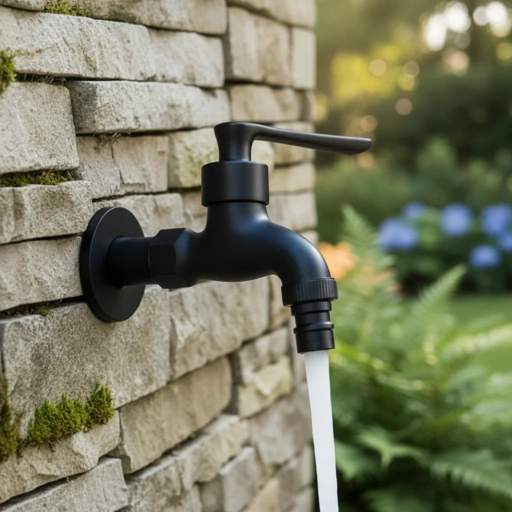 Wall-mounted faucet – Matte black brass for the kitchen, bathroom, or garden