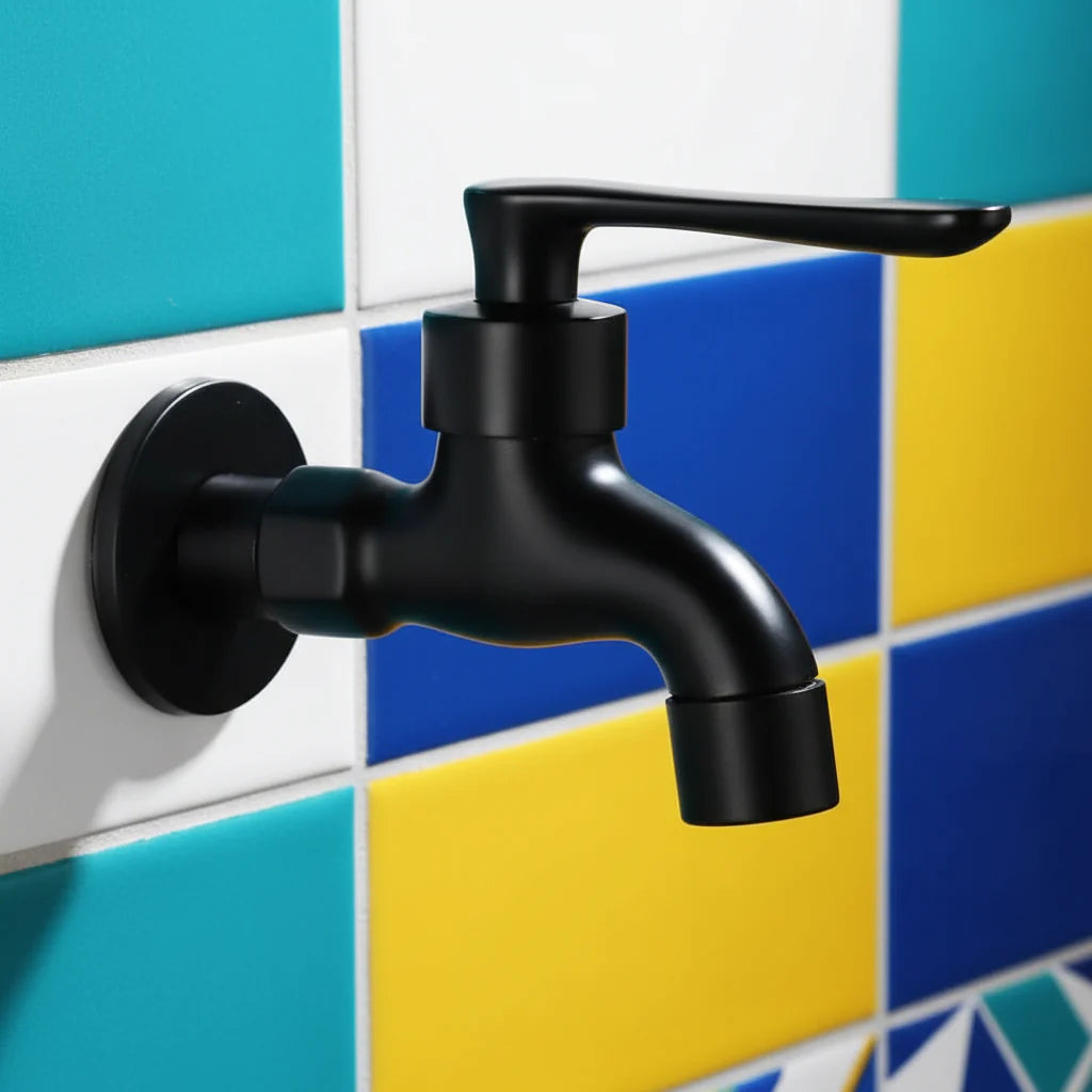 Wall-mounted faucet – Matte black brass for the kitchen, bathroom, or garden