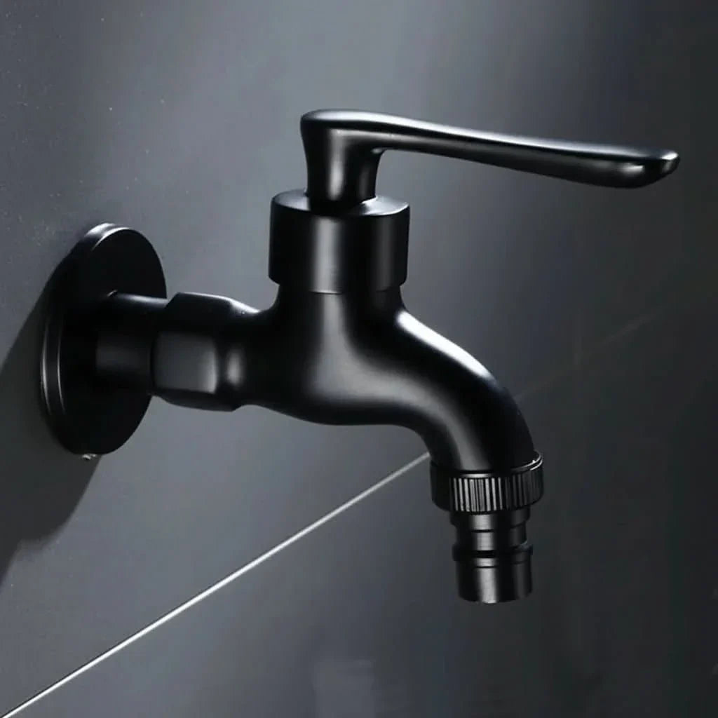 Robinet Mural Laiton Noir Mat pour Cuisine, Salle de Bain et Jardin