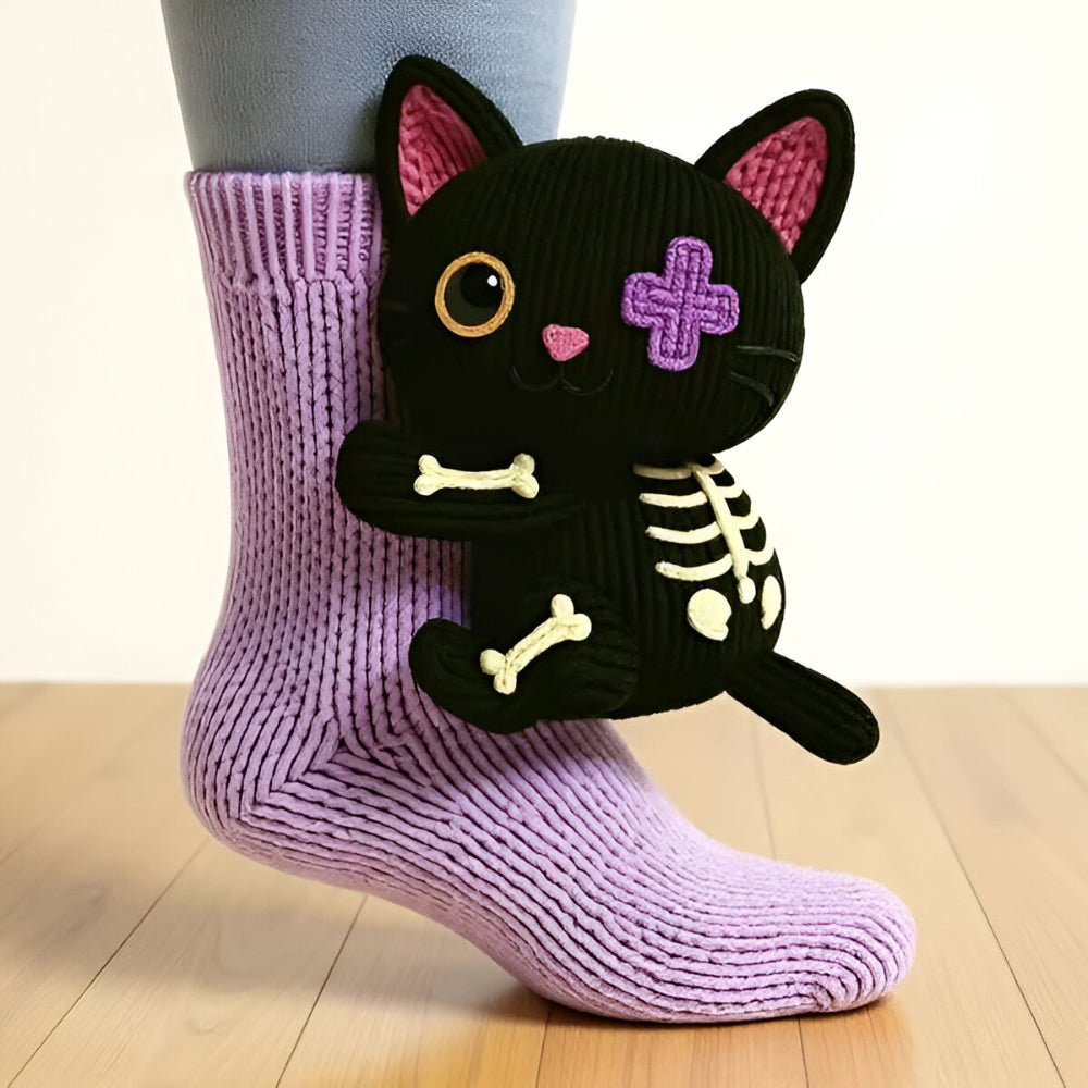 Animal Socks – Plush, 3D Design with Non-Slip Soles for Winter Use at Home