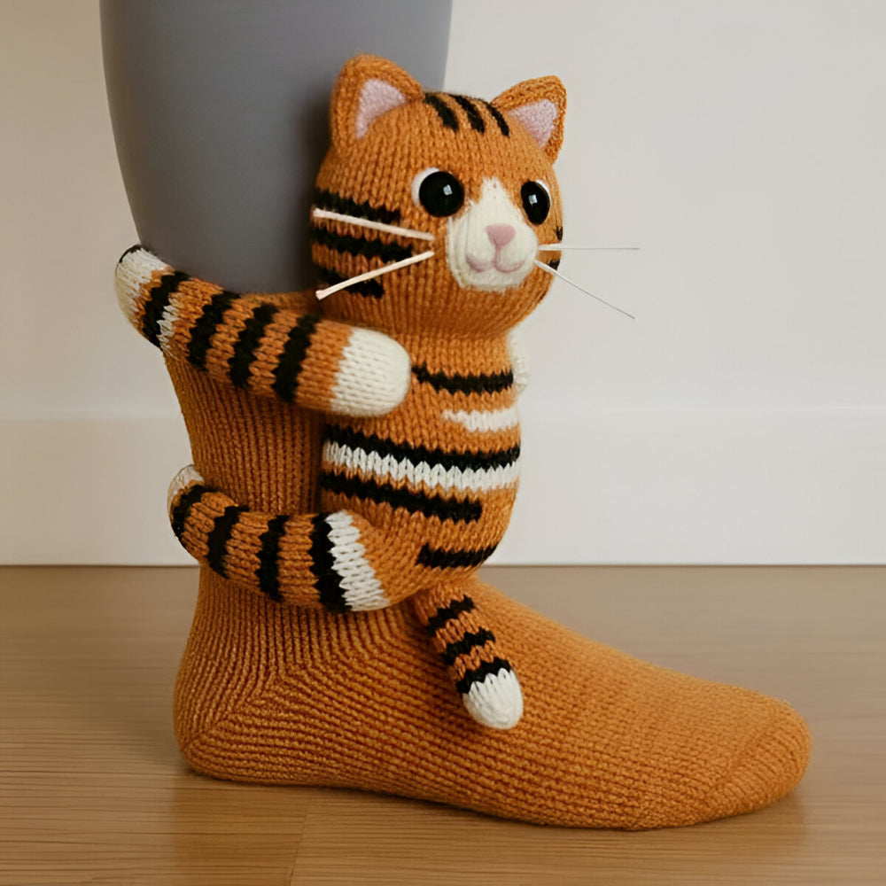 Animal Socks – Plush, 3D Design with Non-Slip Soles for Winter Use at Home