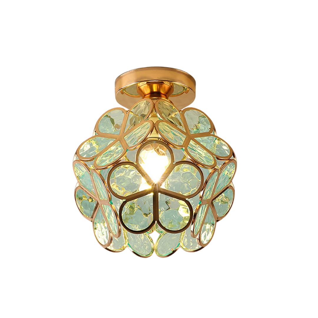 Flower-shaped ceiling light – Gold accents with transparent details for the bedroom or hallway