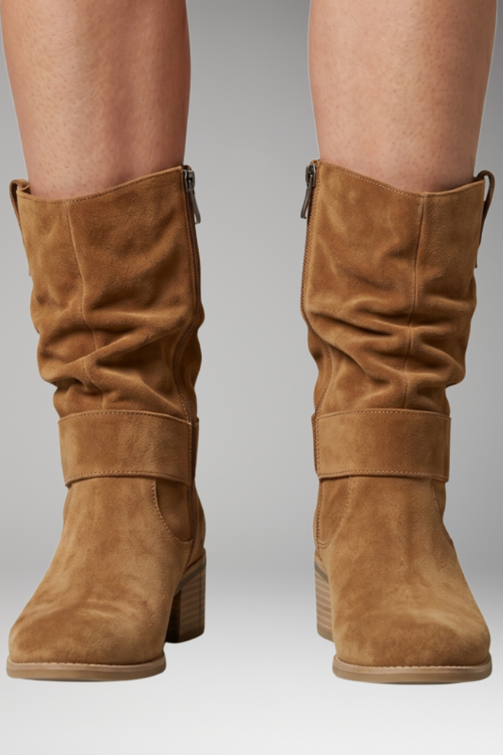 Bottines Femme Effet Slouchy en Daim, Zip Latéral et Semelle Orthopédique