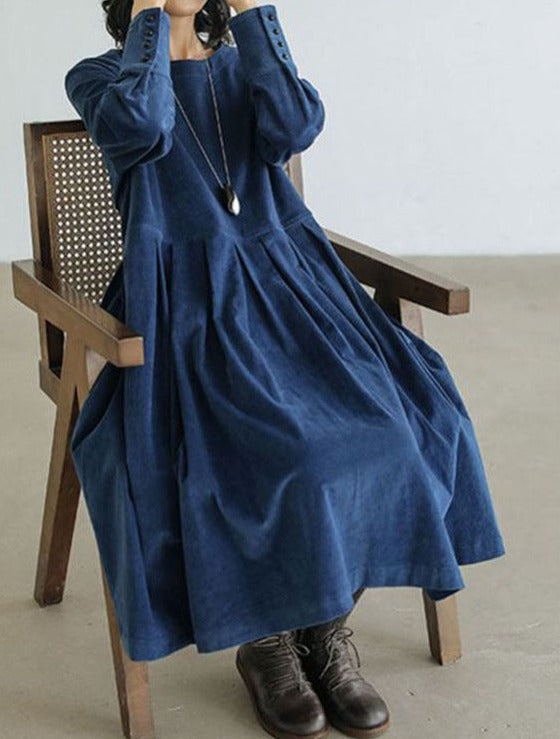 Robe Femme en Velours, Coupe Classique Maxi