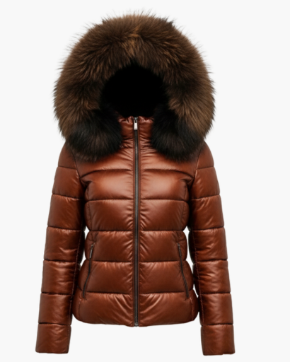 Veste Hiver Femme Capuche Fourrure, gros plan