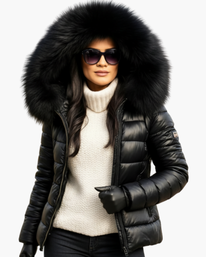 Veste Hiver Femme Capuche Fourrure, vue de dos