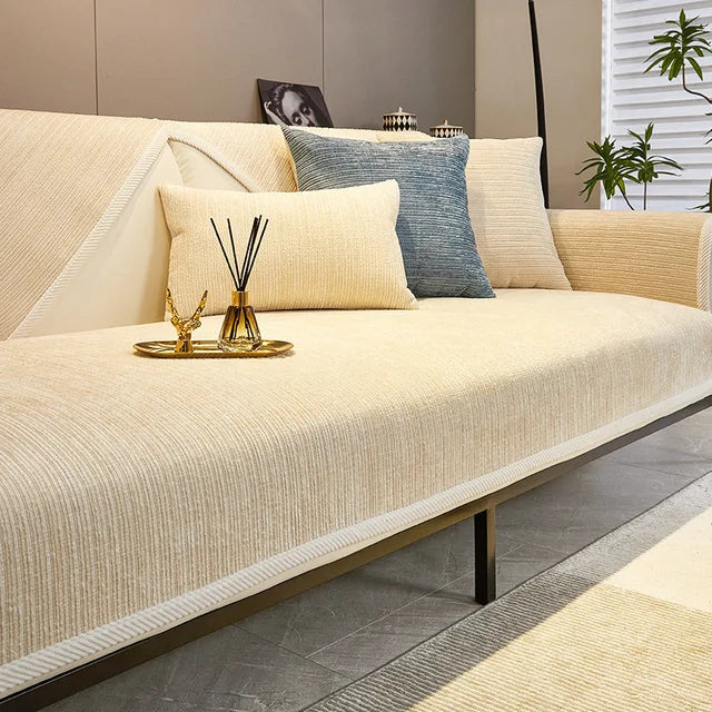 Housse de Canapé en Chenille Extensible et Antidérapante