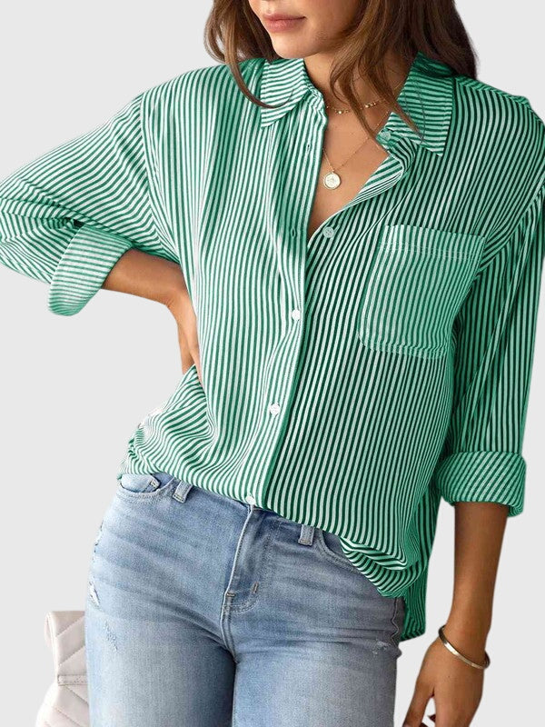 Chemise Femme Rayée Col Chemise Nouée Devant