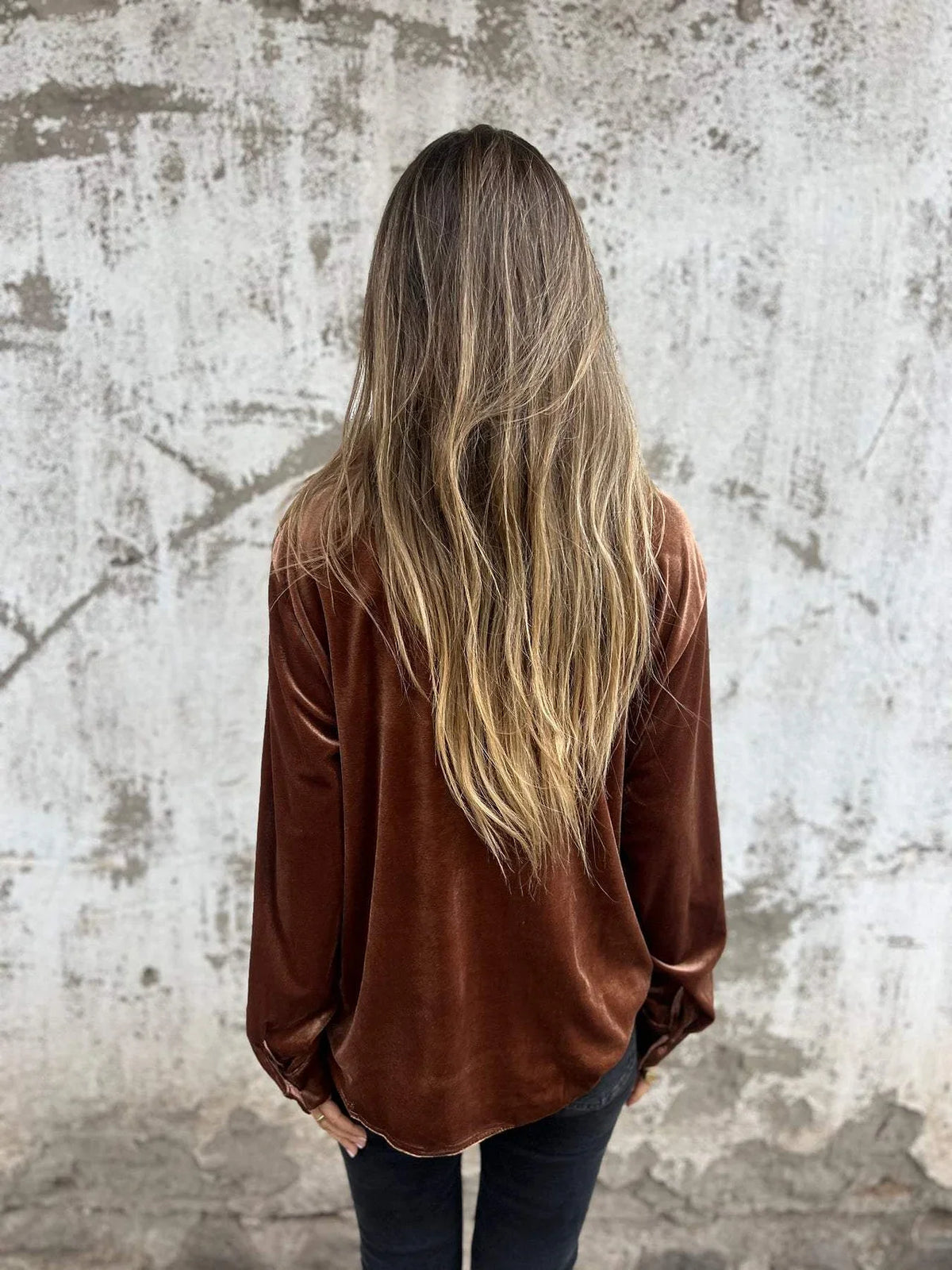 Chemise Femme en Velours - Blouse Manches Longues Élégante
