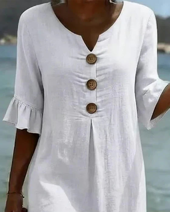 Robe Femme Ample à Nœud, Manches Fluides en Polyester