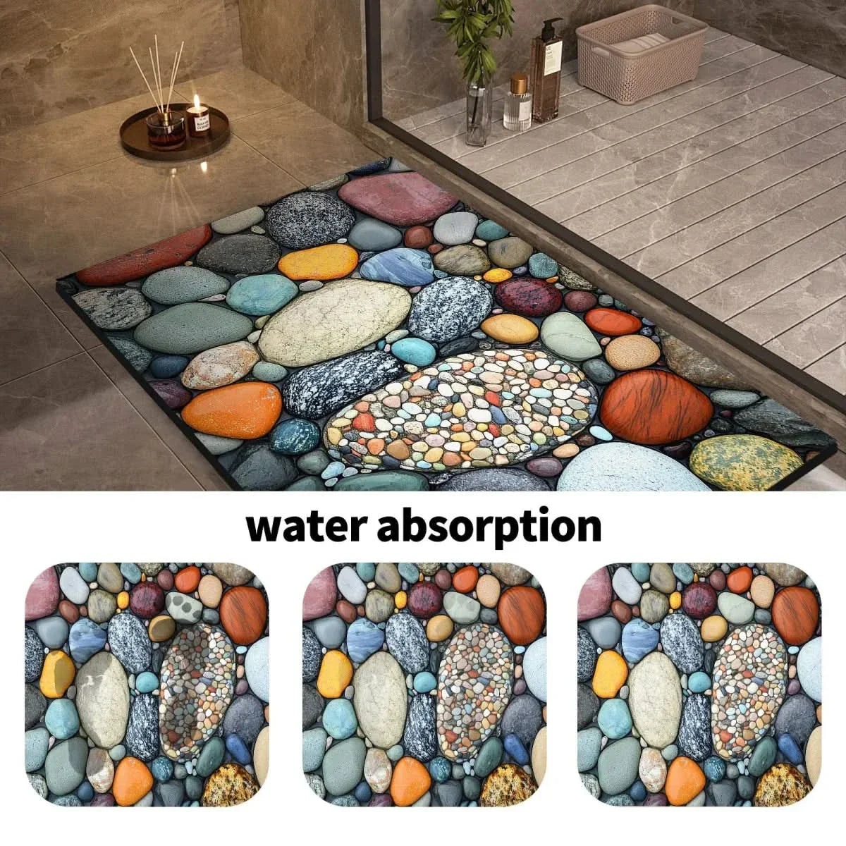 Tapis de Bain en Diatomite Antidérapant à Séchage Rapide