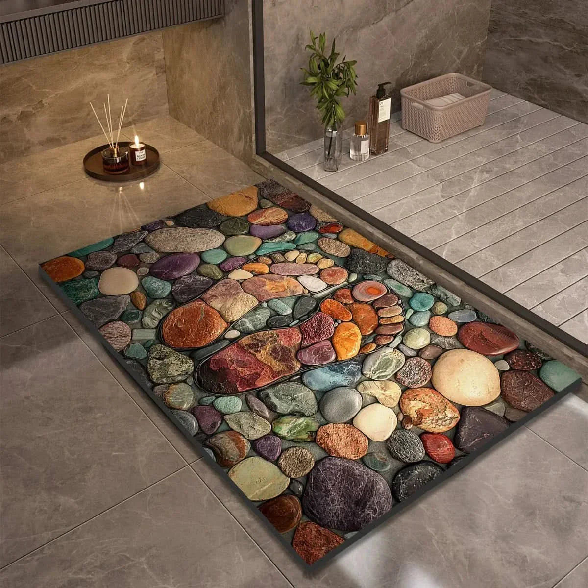 Tapis de Bain en Diatomite Antidérapant à Séchage Rapide