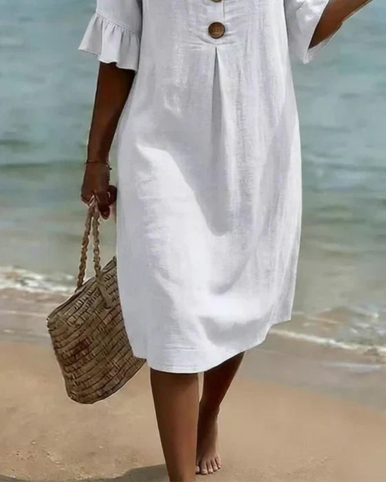 Robe Femme Ample à Nœud, Manches Fluides en Polyester