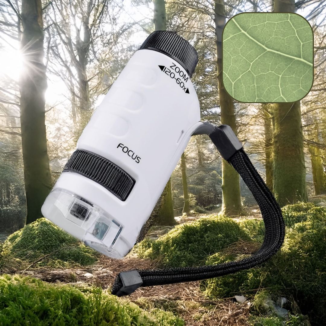 Zakmicroscoop voor kinderen – Compact en lichtgewicht met een vergroting van 60-120x voor ontdekkingen in de natuur