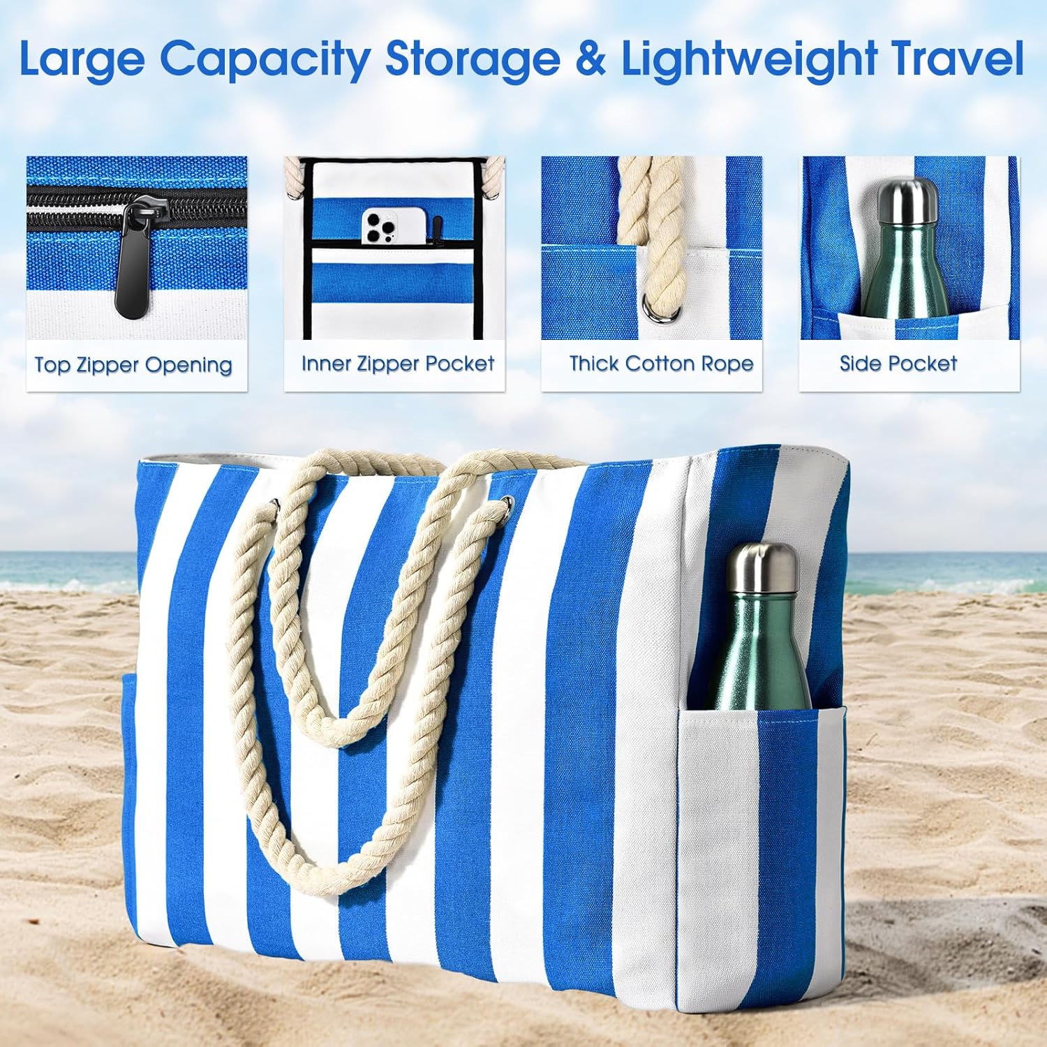 Oversized Beach Bag – Waterproof, Sand-Resistant, and Spacious for the Beach, Pool, or Weekend Outings