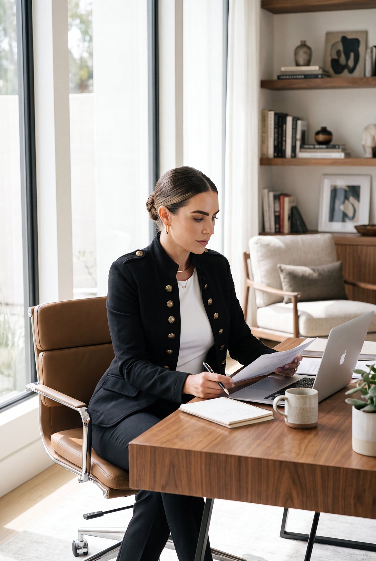 Women's Blazer Military Style Structured in Black — lifestyle office