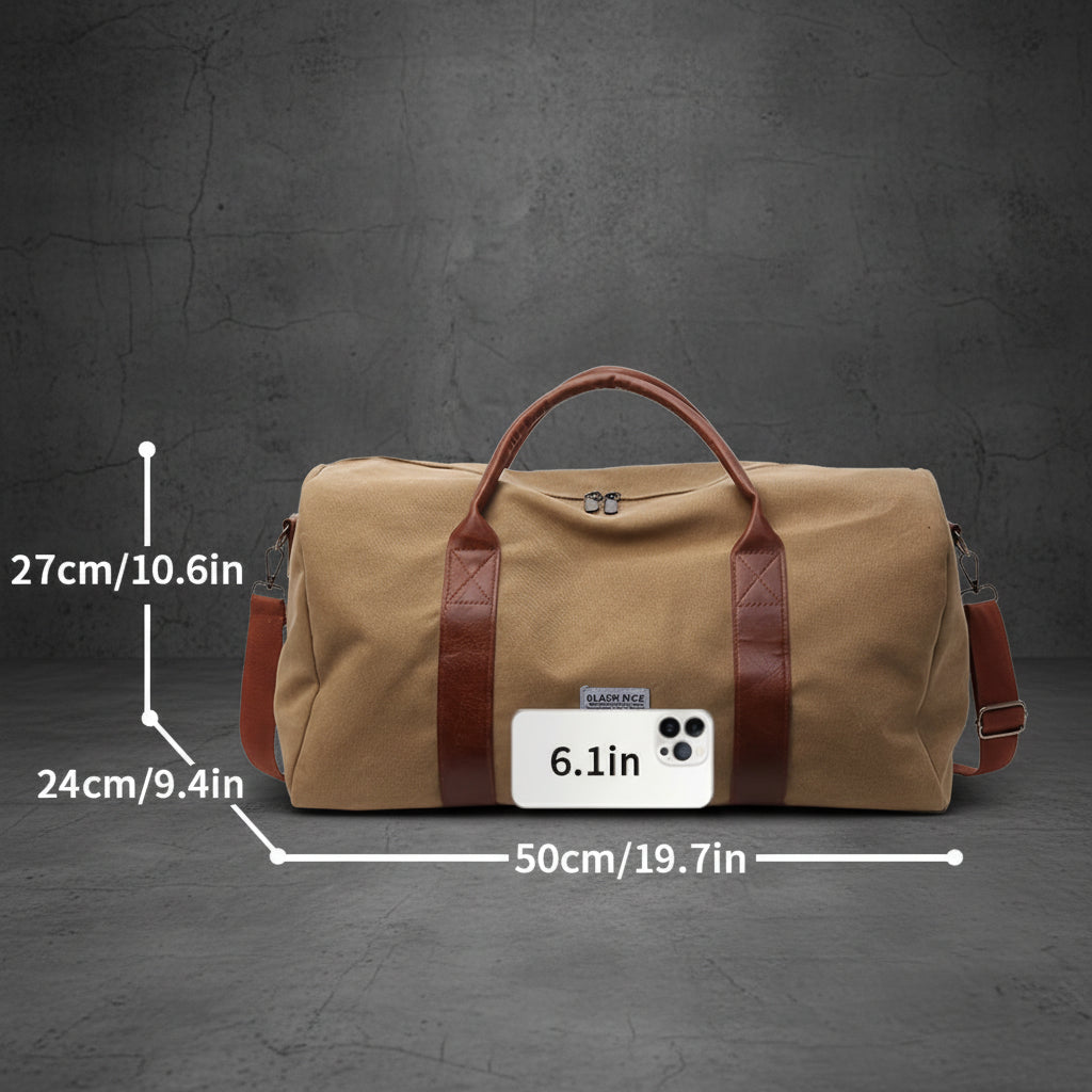 Sac de Voyage Weekender en Toile Vintage - Cuir et Compartiments Multiples