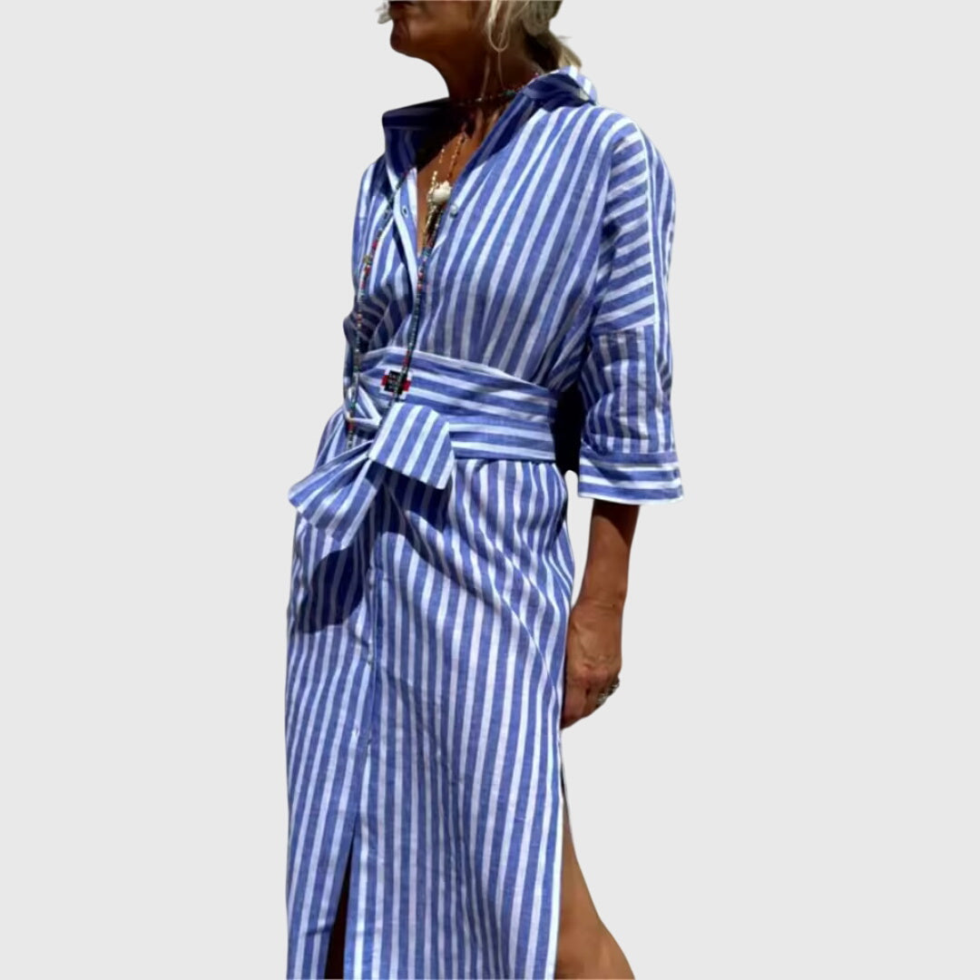 Robe Femme Rayée Classique à Coupe Fluide