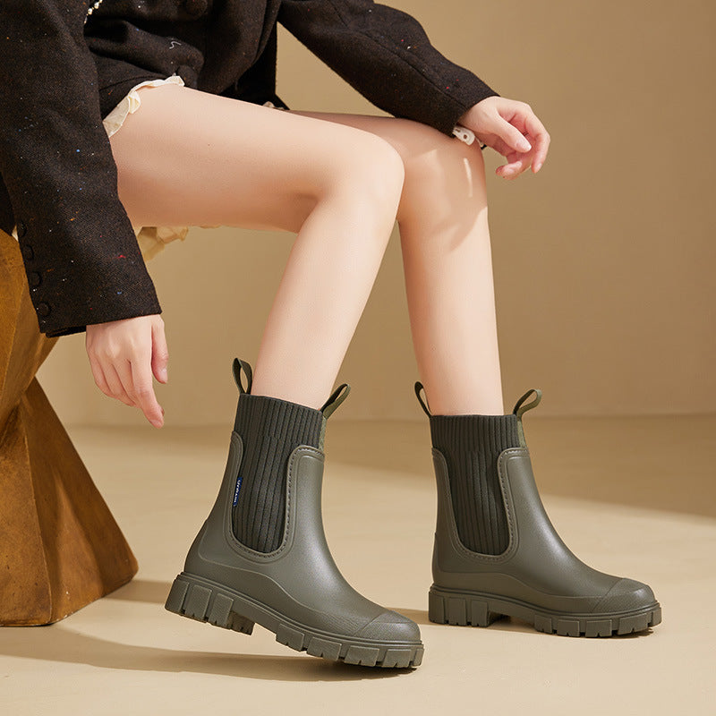Bottes de Pluie Femme Imperméables en PVC - Semelle Antidérapante