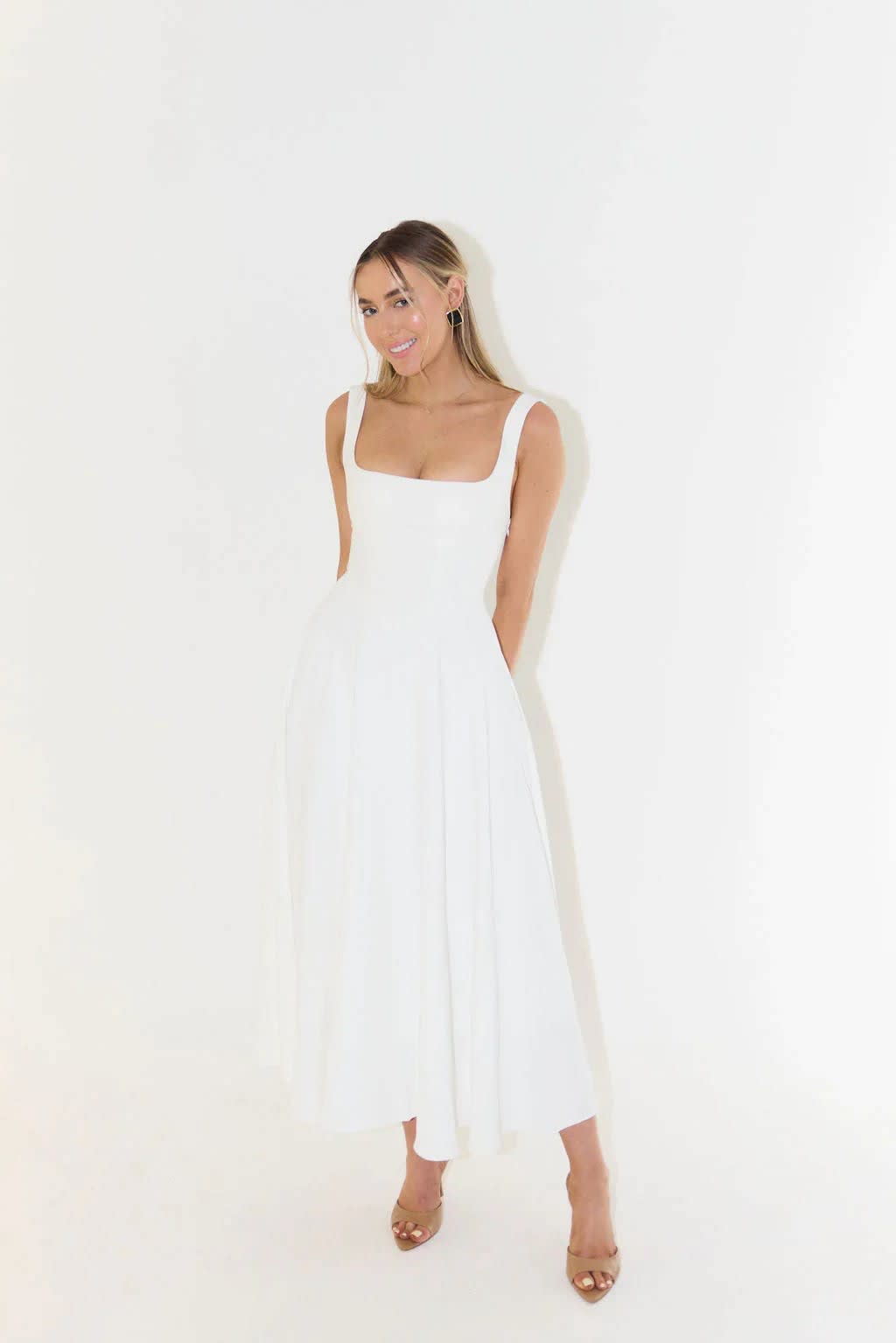 Iona Square Neck Cocktail Midi Dress_5