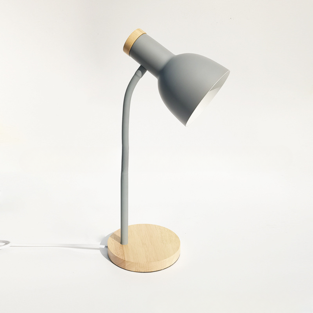Lampe de Table Enfant Design Lampe de Poche - Abat-jour Métal, Pied Bois