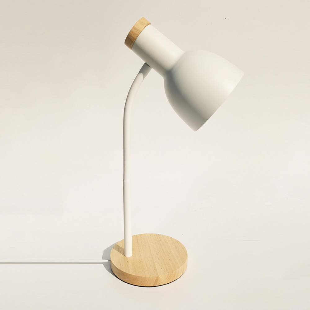Lampe de Table Enfant Design Lampe de Poche - Abat-jour Métal, Pied Bois