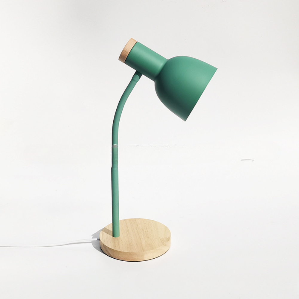 Lampe de Table Enfant Design Lampe de Poche - Abat-jour Métal, Pied Bois