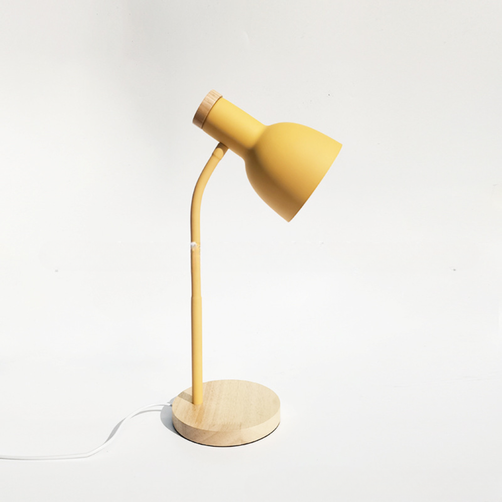 Lampe de Table Enfant Design Lampe de Poche - Abat-jour Métal, Pied Bois