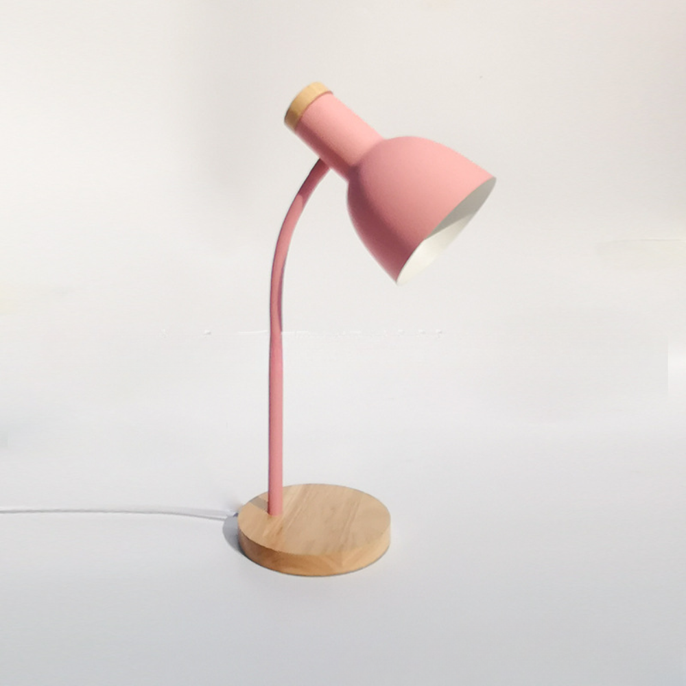 Lampe de Table Enfant Design Lampe de Poche - Abat-jour Métal, Pied Bois