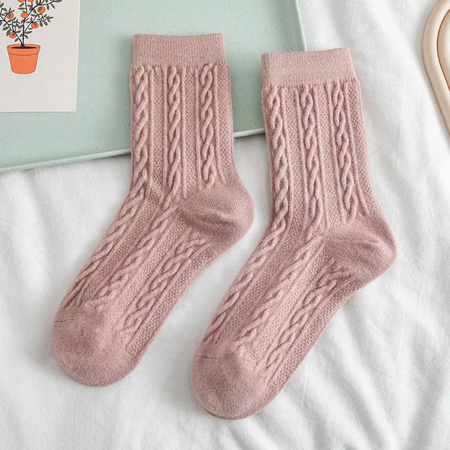 Chaussettes Femme en Laine à Torsades