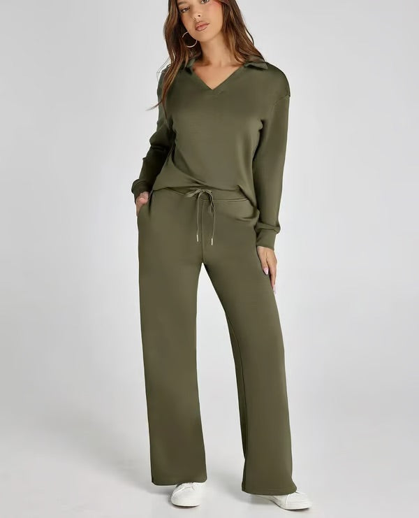 Ensemble Deux Pièces Femme Manches Longues – Tissu Doux et Confortable