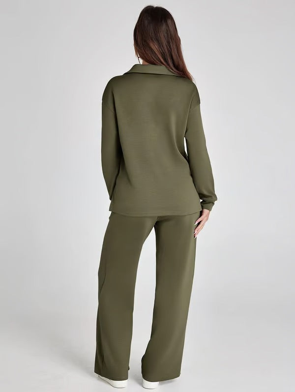 Ensemble Deux Pièces Femme Manches Longues – Tissu Doux et Confortable