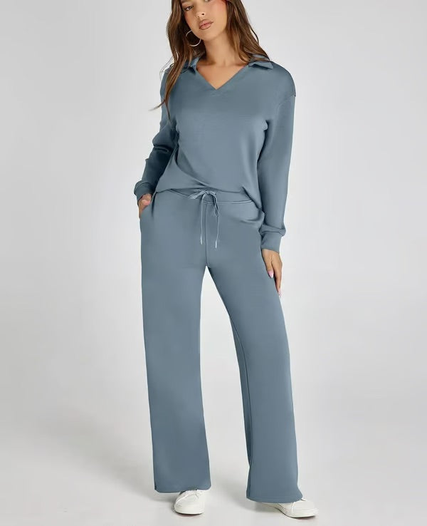Ensemble Deux Pièces Femme Manches Longues – Tissu Doux et Confortable