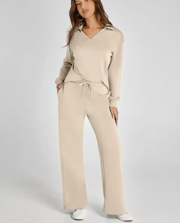 Ensemble Deux Pièces Femme Manches Longues – Tissu Doux et Confortable