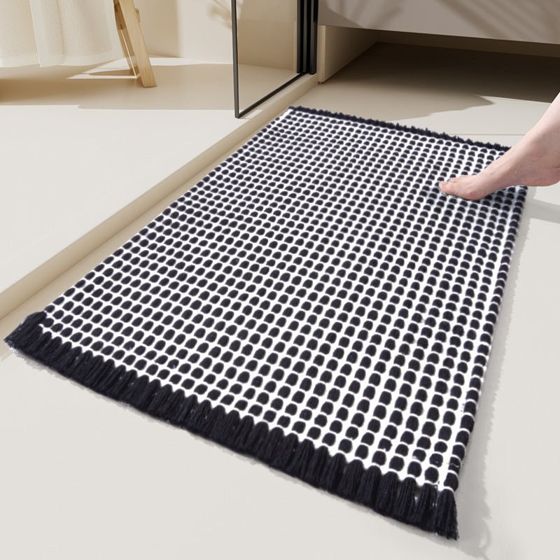 Alfombra de baño gruesa de microfibra – Gris, diseño moderno con base antideslizante para el baño o la ducha