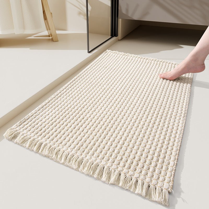 Alfombra de baño gruesa de microfibra – Gris, diseño moderno con base antideslizante para el baño o la ducha