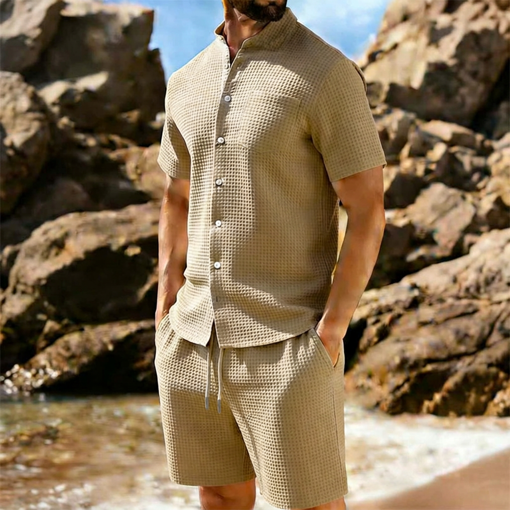Ensemble Homme Chemise et Short en Maille Texturée