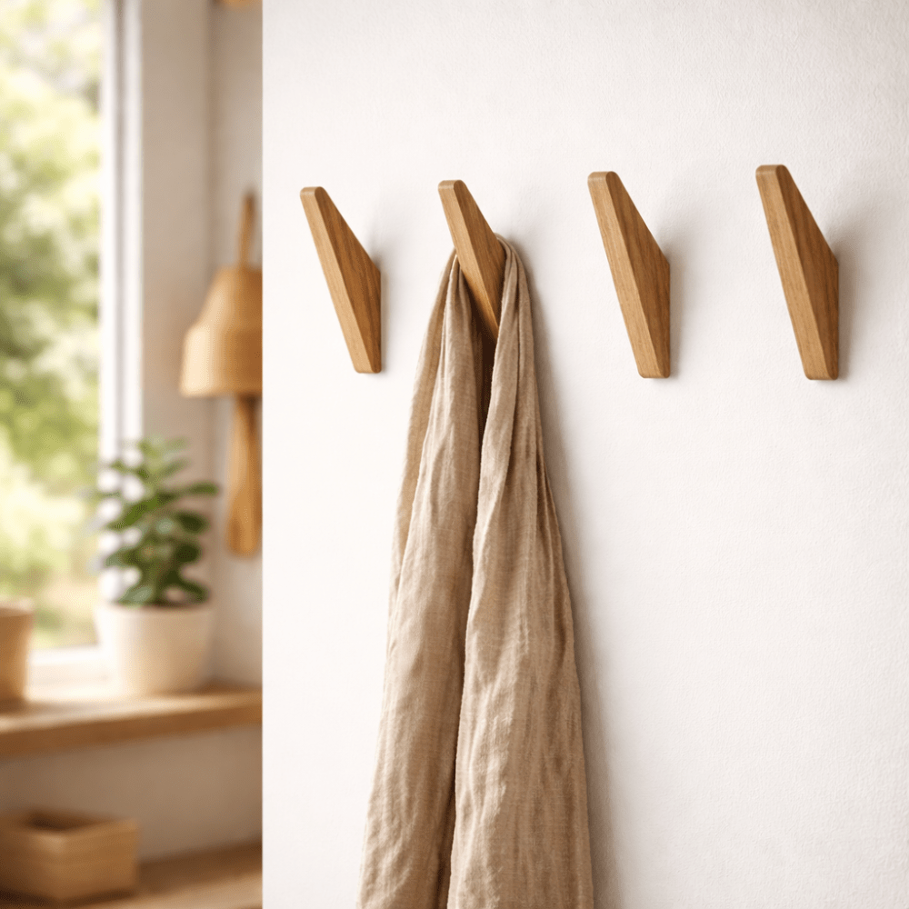 Wooden Wall Hooks – Natural Two-Tone Finish, Minimalist Design for the Entryway or Bedroom