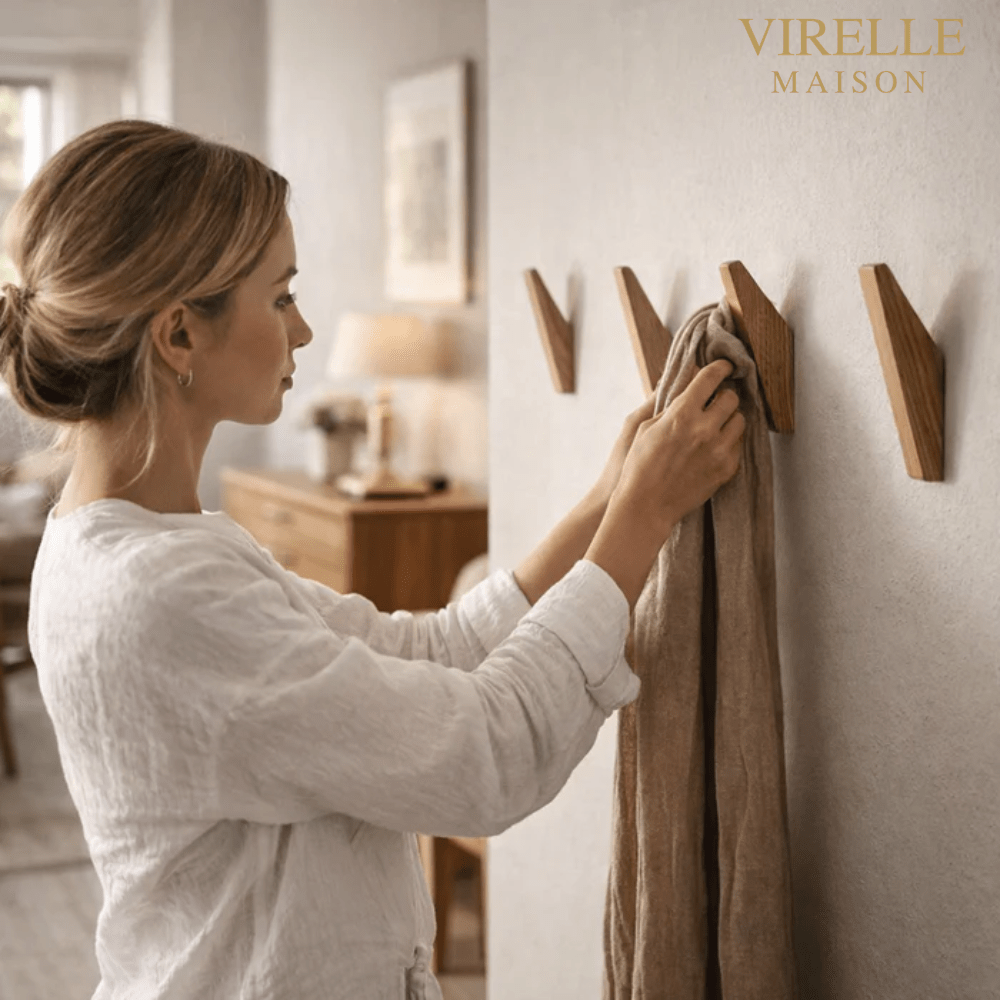 Wooden Wall Hooks – Natural Two-Tone Finish, Minimalist Design for the Entryway or Bedroom