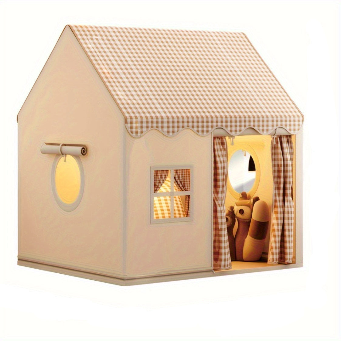 Tente Enfant avec Portes et Fenêtres - Cabane de Jeu Créative