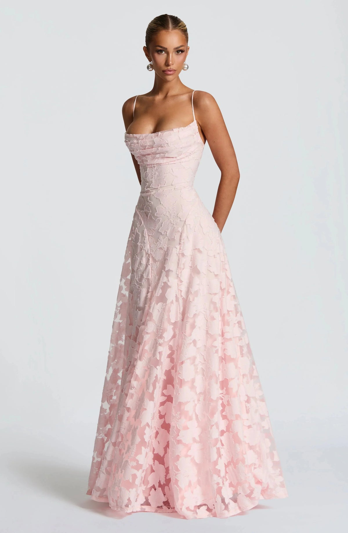 Dames Maxi Jurk Mouwloos met Cowl-hals en Bloemenpatroon