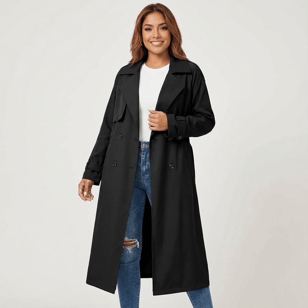Trench-Coat Long Femme Coupe Ceinturée